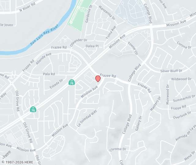 Location Map: 4645 Frazee Road, Suite A Oceanside, CA 92057